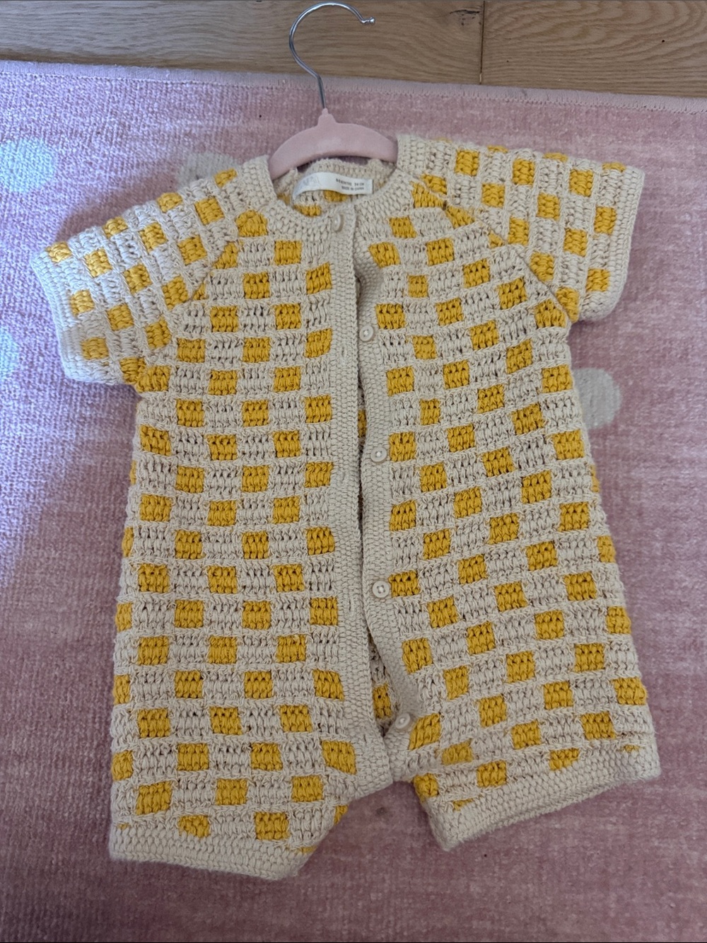 Zara Cream & Yellow Crocheted Baby Romper